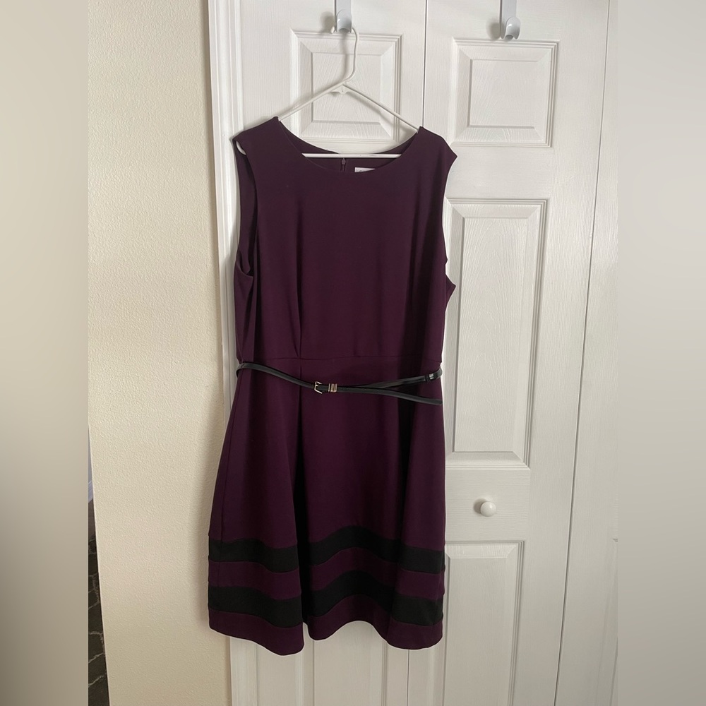 Calvin Klein Sleeveless Midi Dress with Belt - 22W